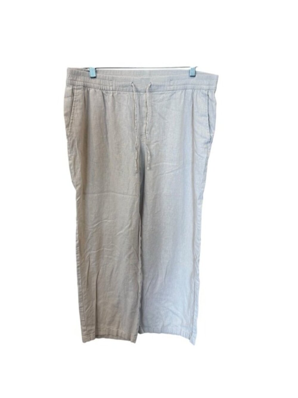 Old Navy Wide Leg Pants Linen Blend Pull On Natural Oatmeal Flowy Neutral Large